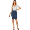 imageLYANER Womens Casual Stretch High Waist Bodycon Denim Jean Midi Skirt with PocketsBlue