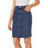 imageLYANER Womens Casual Stretch High Waist Bodycon Denim Jean Midi Skirt with PocketsBlue