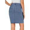 imageLYANER Womens Casual Stretch High Waist Bodycon Denim Jean Midi Skirt with PocketsLight Blue