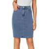 imageLYANER Womens Casual Stretch High Waist Bodycon Denim Jean Midi Skirt with PocketsLight Blue