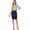 imageLYANER Womens Casual Stretch High Waist Bodycon Denim Jean Midi Skirt with PocketsNavy
