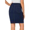 imageLYANER Womens Casual Stretch High Waist Bodycon Denim Jean Midi Skirt with PocketsNavy