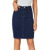 imageLYANER Womens Casual Stretch High Waist Bodycon Denim Jean Midi Skirt with PocketsNavy