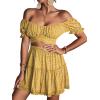 imageLYANER Womens 2 Piece Outfits Floral Off Shoulder Tie Up Crop Top and Mini Skirt SetDark Ginger