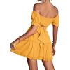 imageLYANER Womens 2 Piece Outfits Floral Off Shoulder Tie Up Crop Top and Mini Skirt SetGinger