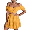 imageLYANER Womens 2 Piece Outfits Floral Off Shoulder Tie Up Crop Top and Mini Skirt SetGinger