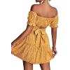 imageLYANER Womens 2 Piece Outfits Floral Off Shoulder Tie Up Crop Top and Mini Skirt SetYellow Floral
