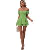 imageLYANER Womens Off Shoulder Wrap Tie Up Back Ruffle Short Sleeve Romper Short JumpsuitGrass Green