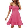 imageLYANER Womens Square Neck Ruffle Wrap Mini Dress Off Shoulder Flounce Short Sleeve A Line Flowy DressArose