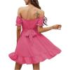 imageLYANER Womens Square Neck Ruffle Wrap Mini Dress Off Shoulder Flounce Short Sleeve A Line Flowy DressArose