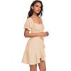 imageLYANER Womens Square Neck Ruffle Wrap Mini Dress Off Shoulder Flounce Short Sleeve A Line Flowy DressBeige
