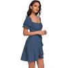 imageLYANER Womens Square Neck Ruffle Wrap Mini Dress Off Shoulder Flounce Short Sleeve A Line Flowy DressDark Blue