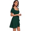 imageLYANER Womens Square Neck Ruffle Wrap Mini Dress Off Shoulder Flounce Short Sleeve A Line Flowy DressDark Green