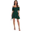 imageLYANER Womens Square Neck Ruffle Wrap Mini Dress Off Shoulder Flounce Short Sleeve A Line Flowy DressDark Green
