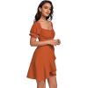 imageLYANER Womens Square Neck Ruffle Wrap Mini Dress Off Shoulder Flounce Short Sleeve A Line Flowy DressDark Orange