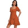imageLYANER Womens Square Neck Ruffle Wrap Mini Dress Off Shoulder Flounce Short Sleeve A Line Flowy DressDark Orange