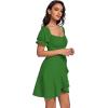 imageLYANER Womens Square Neck Ruffle Wrap Mini Dress Off Shoulder Flounce Short Sleeve A Line Flowy DressGreen