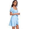 imageLYANER Womens Square Neck Ruffle Wrap Mini Dress Off Shoulder Flounce Short Sleeve A Line Flowy DressLight Blue