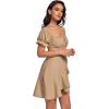 imageLYANER Womens Square Neck Ruffle Wrap Mini Dress Off Shoulder Flounce Short Sleeve A Line Flowy DressLight Khaki