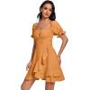 imageLYANER Womens Square Neck Ruffle Wrap Mini Dress Off Shoulder Flounce Short Sleeve A Line Flowy DressLight Orange