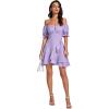 imageLYANER Womens Square Neck Ruffle Wrap Mini Dress Off Shoulder Flounce Short Sleeve A Line Flowy DressLilac