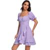 imageLYANER Womens Square Neck Ruffle Wrap Mini Dress Off Shoulder Flounce Short Sleeve A Line Flowy DressLilac