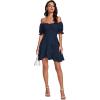 imageLYANER Womens Square Neck Ruffle Wrap Mini Dress Off Shoulder Flounce Short Sleeve A Line Flowy DressNavy Blue