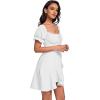 imageLYANER Womens Square Neck Ruffle Wrap Mini Dress Off Shoulder Flounce Short Sleeve A Line Flowy DressPure White