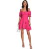 imageLYANER Womens Square Neck Ruffle Wrap Mini Dress Off Shoulder Flounce Short Sleeve A Line Flowy DressRose