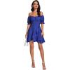imageLYANER Womens Square Neck Ruffle Wrap Mini Dress Off Shoulder Flounce Short Sleeve A Line Flowy DressRoyal Blue