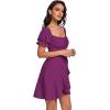 imageLYANER Womens Square Neck Ruffle Wrap Mini Dress Off Shoulder Flounce Short Sleeve A Line Flowy DressViolet