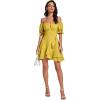 imageLYANER Womens Square Neck Ruffle Wrap Mini Dress Off Shoulder Flounce Short Sleeve A Line Flowy DressYellow