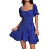imageLYANER Womens Square Neck Ruffle Wrap Mini Dress Off Shoulder Flounce Short Sleeve A Line Flowy DressRoyal Blue