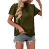 imageLYANER Womens Elegant Frill Mock Neck Ruffle Short Sleeve Blouse Work Shirt TopArmy Green