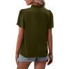 imageLYANER Womens Elegant Frill Mock Neck Ruffle Short Sleeve Blouse Work Shirt TopArmy Green