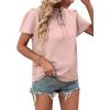 imageLYANER Womens Elegant Frill Mock Neck Ruffle Short Sleeve Blouse Work Shirt TopBaby Pink
