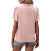 imageLYANER Womens Elegant Frill Mock Neck Ruffle Short Sleeve Blouse Work Shirt TopBaby Pink