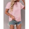 imageLYANER Womens Elegant Frill Mock Neck Ruffle Short Sleeve Blouse Work Shirt TopBaby Pink