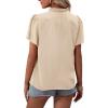 imageLYANER Womens Elegant Frill Mock Neck Ruffle Short Sleeve Blouse Work Shirt TopBeige