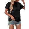 imageLYANER Womens Elegant Frill Mock Neck Ruffle Short Sleeve Blouse Work Shirt TopBlack