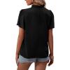 imageLYANER Womens Elegant Frill Mock Neck Ruffle Short Sleeve Blouse Work Shirt TopBlack