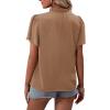 imageLYANER Womens Elegant Frill Mock Neck Ruffle Short Sleeve Blouse Work Shirt TopCamel