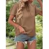 imageLYANER Womens Elegant Frill Mock Neck Ruffle Short Sleeve Blouse Work Shirt TopCamel