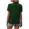 imageLYANER Womens Elegant Frill Mock Neck Ruffle Short Sleeve Blouse Work Shirt TopDark Green