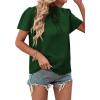 imageLYANER Womens Elegant Frill Mock Neck Ruffle Short Sleeve Blouse Work Shirt TopDark Green