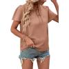 imageLYANER Womens Elegant Frill Mock Neck Ruffle Short Sleeve Blouse Work Shirt TopDusty Pink