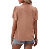 imageLYANER Womens Elegant Frill Mock Neck Ruffle Short Sleeve Blouse Work Shirt TopDusty Pink