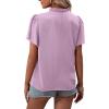 imageLYANER Womens Elegant Frill Mock Neck Ruffle Short Sleeve Blouse Work Shirt TopLight Purple