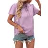 imageLYANER Womens Elegant Frill Mock Neck Ruffle Short Sleeve Blouse Work Shirt TopLight Purple