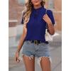 imageLYANER Womens Elegant Frill Mock Neck Ruffle Short Sleeve Blouse Work Shirt TopNavy
